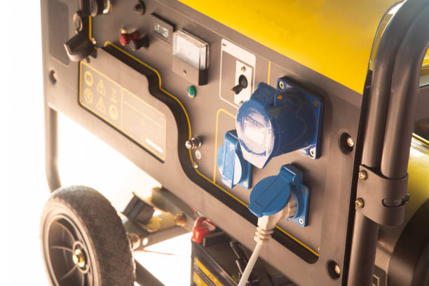 Portable backup generator safely hooked up during a power outage